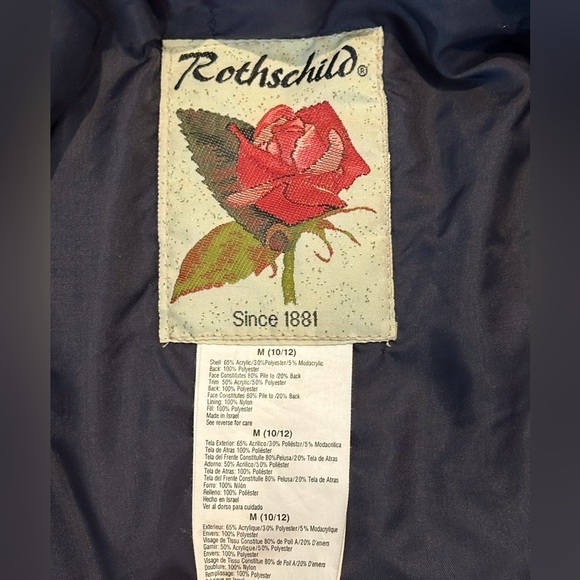 Rothschild Kids Plaid Pea Coat in Red and Purple M 10-12 - Picture 8 of 8